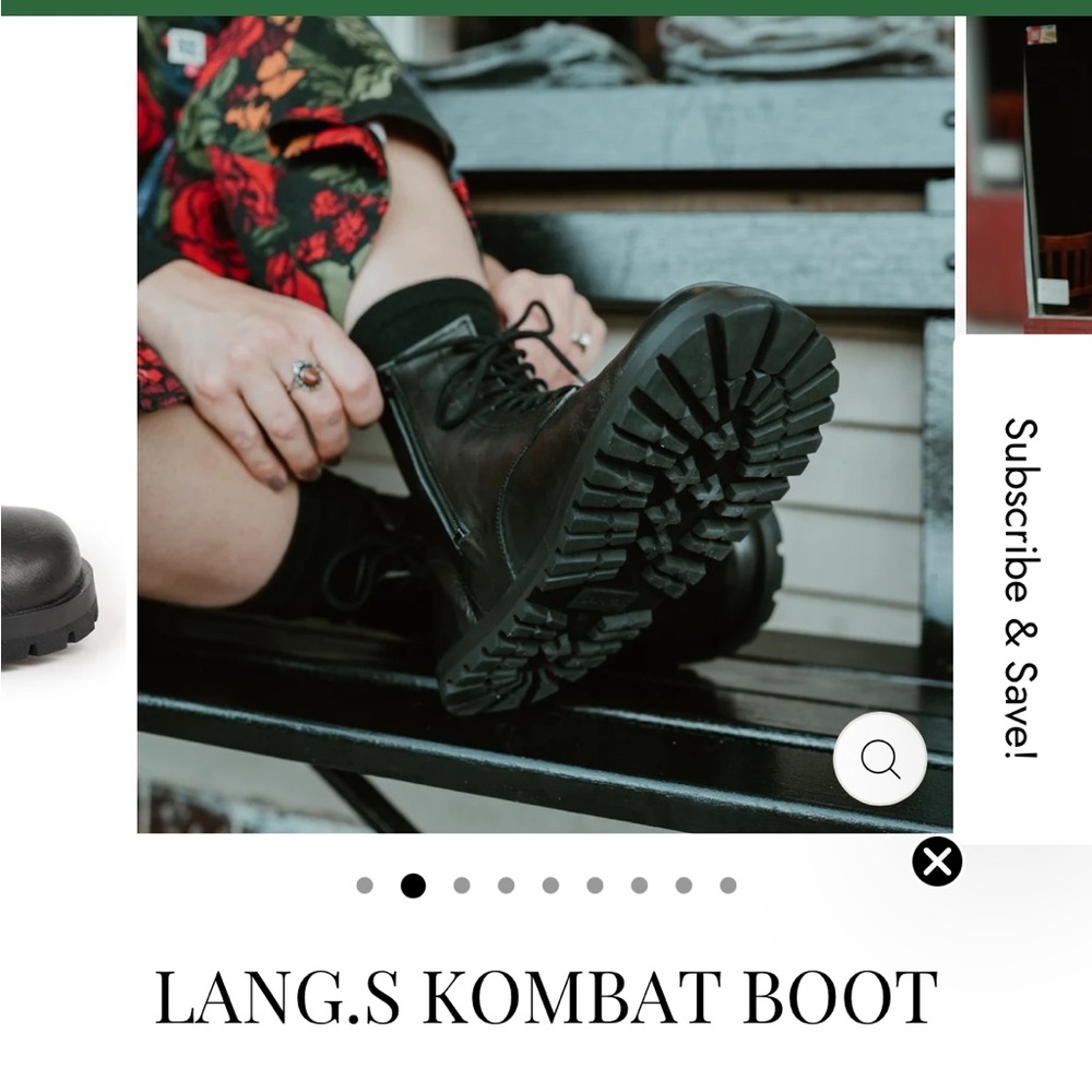 Lang.S Black Leather Combat Boots - Picture 5 of 12